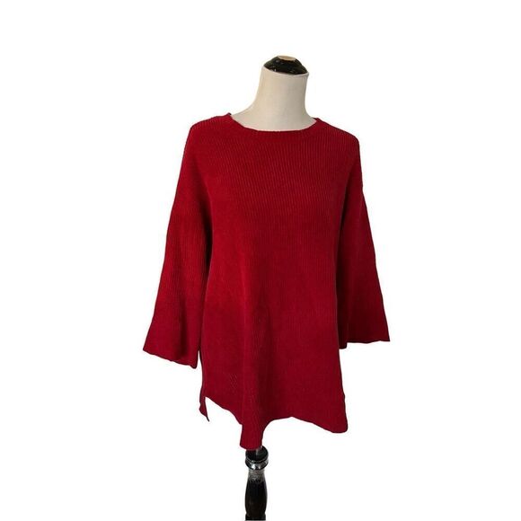 Eileen Fisher Red Pullover Sweater Flare Sleeve Womens plus Size 1X - Picture 1 of 9